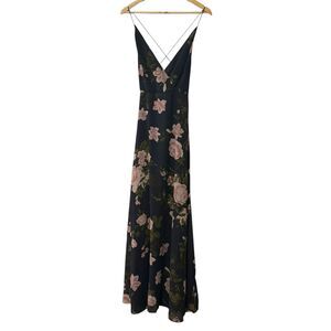 ASOS DESIGN Floral Cami Wrap Maxi Dress Strappy Back NWT Size 10 Navy Flowy